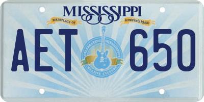 MS license plate AET650