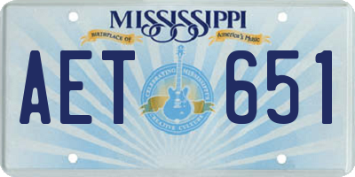 MS license plate AET651