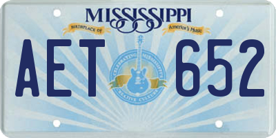 MS license plate AET652