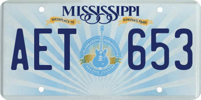 MS license plate AET653