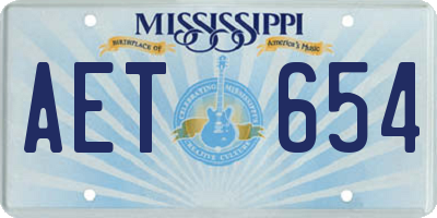 MS license plate AET654