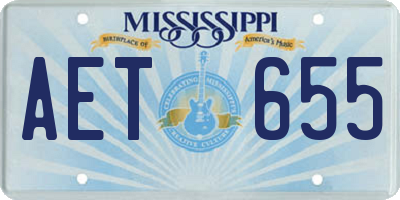MS license plate AET655