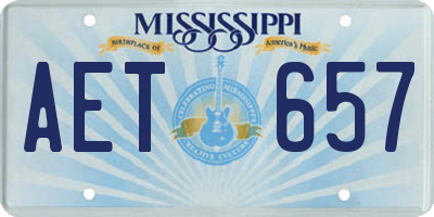 MS license plate AET657