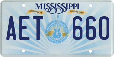 MS license plate AET660