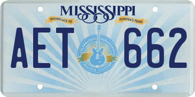 MS license plate AET662