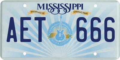 MS license plate AET666