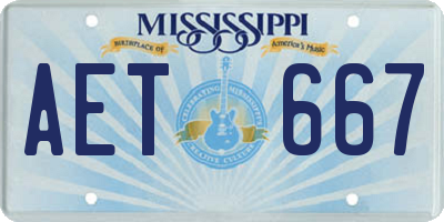MS license plate AET667
