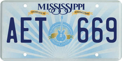 MS license plate AET669