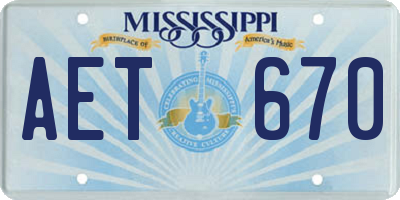 MS license plate AET670