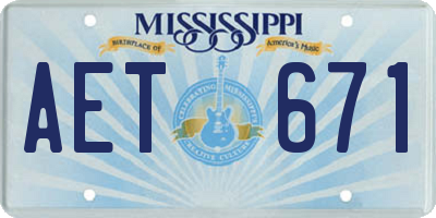MS license plate AET671