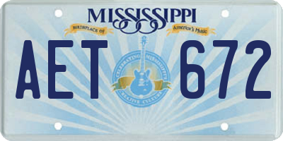 MS license plate AET672