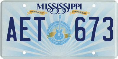 MS license plate AET673