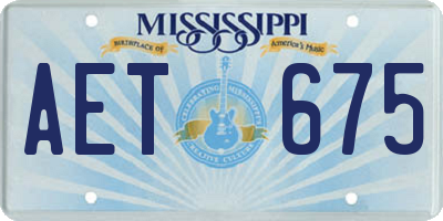 MS license plate AET675
