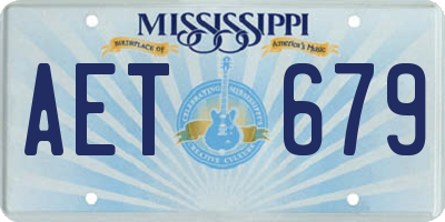 MS license plate AET679