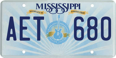 MS license plate AET680