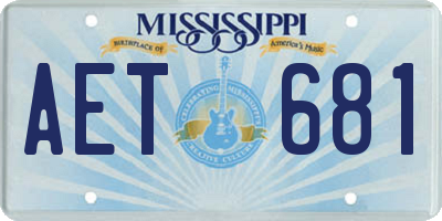 MS license plate AET681