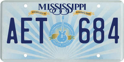 MS license plate AET684