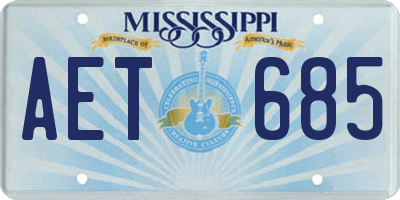 MS license plate AET685