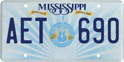 MS license plate AET690