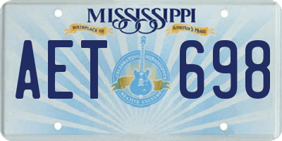 MS license plate AET698