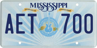 MS license plate AET700