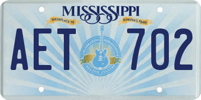 MS license plate AET702