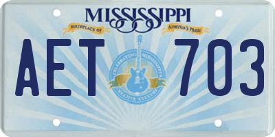 MS license plate AET703