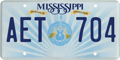 MS license plate AET704
