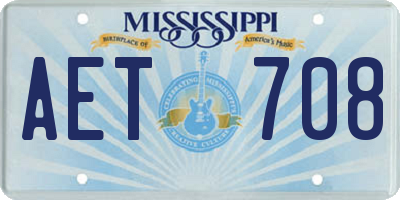MS license plate AET708