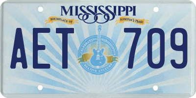 MS license plate AET709
