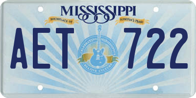MS license plate AET722