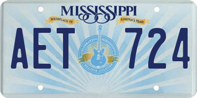MS license plate AET724