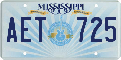 MS license plate AET725