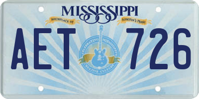 MS license plate AET726