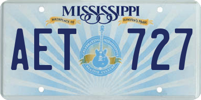 MS license plate AET727