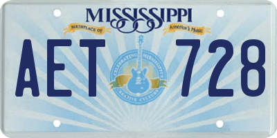 MS license plate AET728