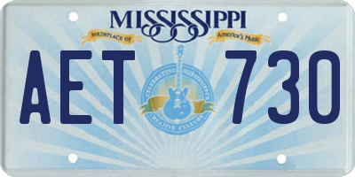 MS license plate AET730