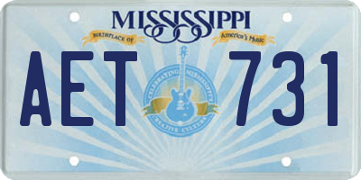 MS license plate AET731
