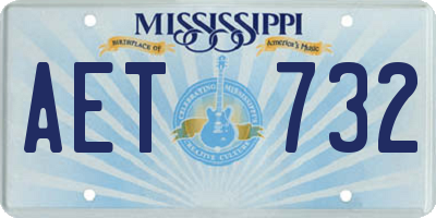 MS license plate AET732