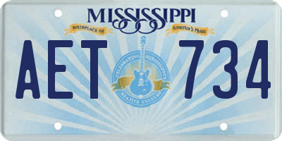 MS license plate AET734