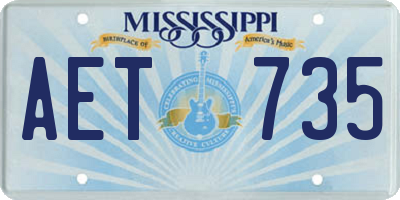 MS license plate AET735