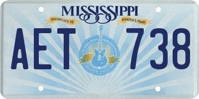 MS license plate AET738