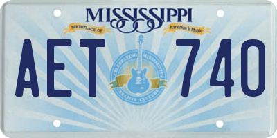 MS license plate AET740