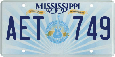 MS license plate AET749