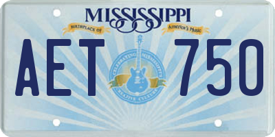 MS license plate AET750