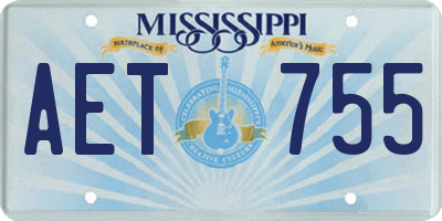 MS license plate AET755