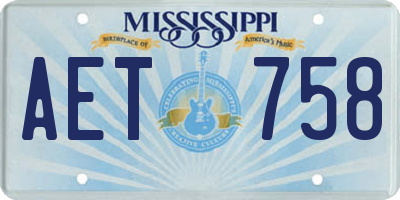MS license plate AET758