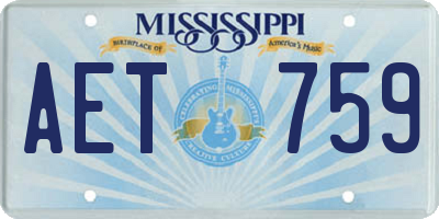 MS license plate AET759