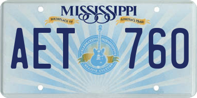 MS license plate AET760