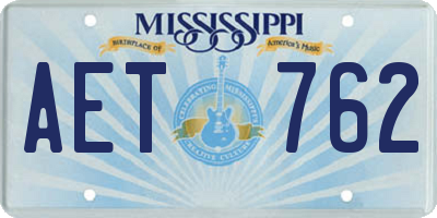MS license plate AET762